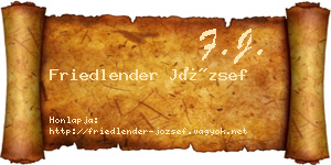 Friedlender József névjegykártya